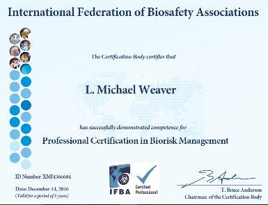 IFBA Certified Individuals Use the designation IFBA Professional Certification Valid for a