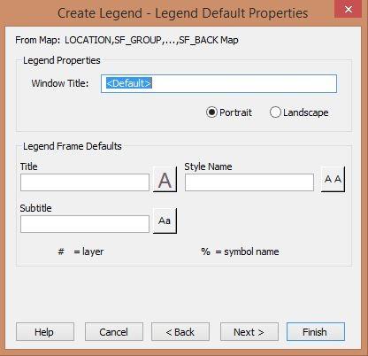 170 Chapter 5: Displaying Maps The Step 2 of 3 dialog box, shown in the following illustration, allows you to define the look of the Legend window.