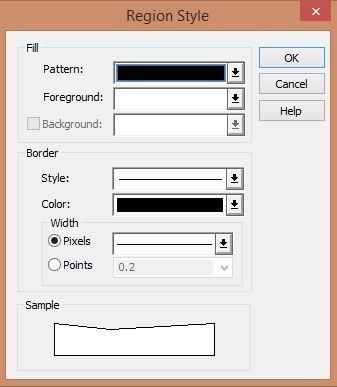Changing the Appearance of Individual Features 179 Sample field in Region Style dialog box. Changes to block group layer.