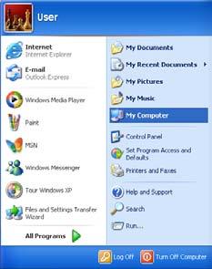 the Windows START menu; Windows 7: select