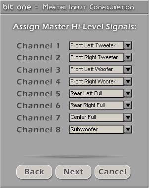 ADVANCED MANUAL / Bit One / 8 8.5 SELECTING THE MASTER HIGH LEVEL INPUTS 1.