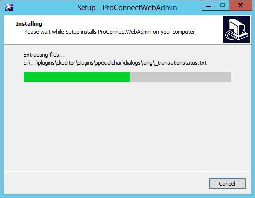 ProConnect WebAdmin Setup 15. Click Install.