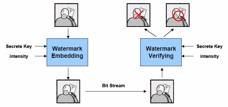 WaterMarking Video signal is compressed as bit stream including the digital cryptograph data If bit stream with