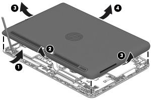 CAUTION: Before positioning the tablet with display panel facing down, make sure the work surface is clear of tools, screws, and any other foreign objects.