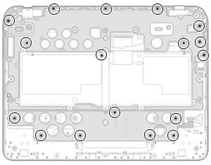 Keyboard plate Description Spare part number Keyboard plate 766605-001 Before removing the keyboard plate, follow these steps: 1. Turn off the tablet.