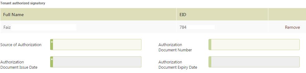 You should enter the authorization document details and should attach copy of authorization document in the attachment section.