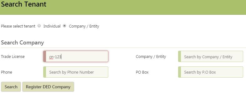 To register, click button Register DED Company, the below window will appear:- Enter the trade license and