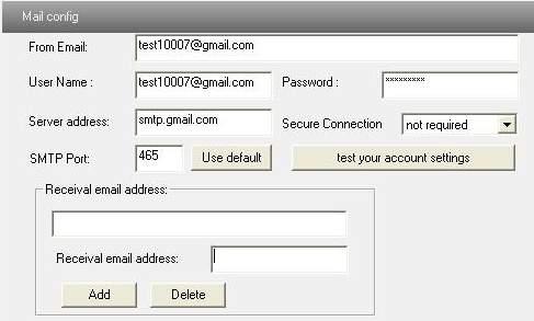 User name and password: sender s user name and password. 3. Server address: SMTP name of sender. 4.