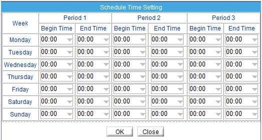 Set the schedule for detecting motion & click OK.