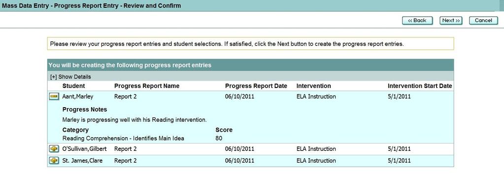 10. A screen with your progress report information will appear A B C Review your information and: A.