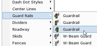 You can select a line type from the Properties section of the left-hand toolbar (as used above for the skid marks) or you can use the right-click menu. 7.