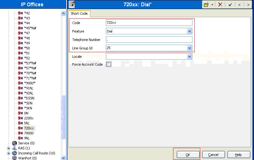 5.5. Configure a Short Code to Route Calls through the H323 trunk Select Short Code in the left panel. Right click and select Add[not shown].