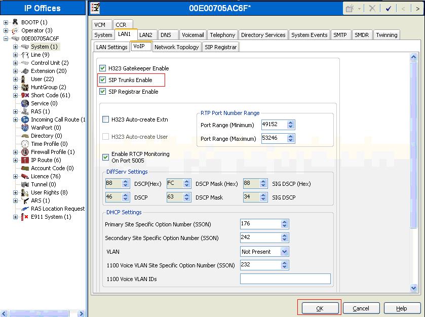 5.3. Enable SIP Trunk From the configuration tree in the left pane, select System to display the System screen in the right pane. Click the LAN1 tab.