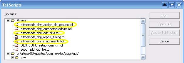 Figure 5.21. Execute TCL under Quartus Demonstration Source Code Project directory: DE3_DDR2 Bit stream used: DE3_DDR2.