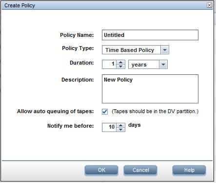 You can also define a policy by clicking Actions and selecting Create policy in the Configure Policies window.