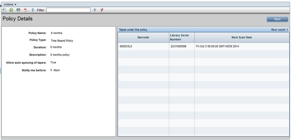 4. Viewing or deleting an existing policy Click View in Actions column of Configure Policies to