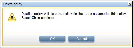 A Delete Policy dialog box is displayed.