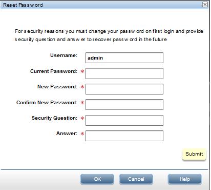 Resetting the default password To change the default password either during installation or during an upgrade: 1. Login to CVTL with default credentials and click Submit. 2.