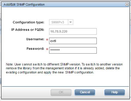 Remove the library and then the SNMP configuration. 1. Navigate to Devices Actions Add SNMP configuration. 2.