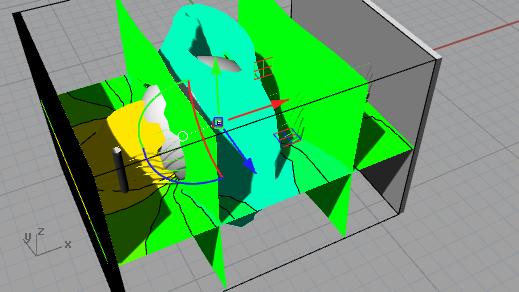 It is possible to display multiple cutting planes, iso-surfaces and stream lines at the same time.