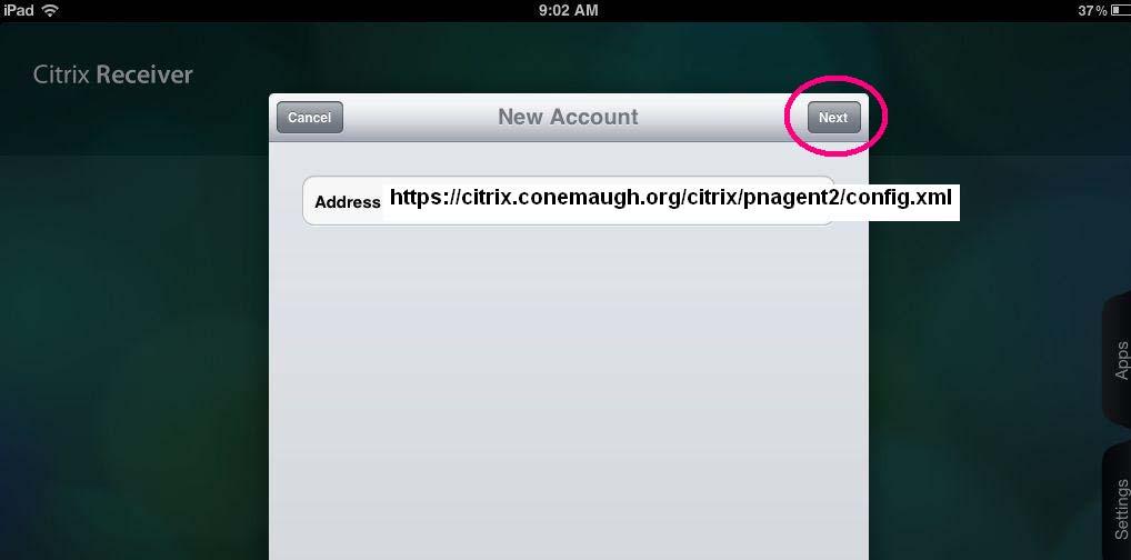 Step #5 Enter the following address in the New Account Address box and
