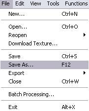 File Menu Save As. The sixth option on the File menu is Save As. As with Save it can appear both active as above and inactive(gray) see Save option for a detailed explination.