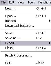 File Menu Export. The seventh option on the File menu is Export and first appeared on version 1.7.