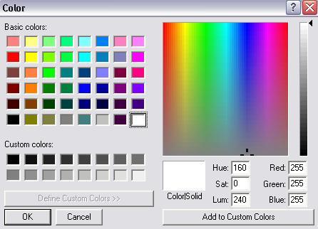 What background color should the texture have? The white box in the example above shows the currently selected color of the background.
