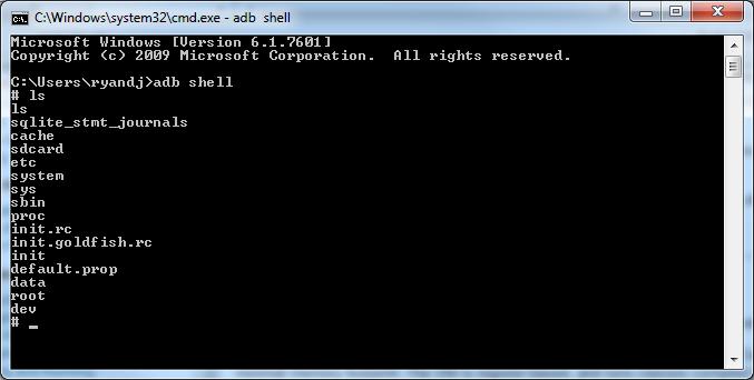 adb shell With an emulator running, open a Windows command shell Type adb shell Type ls Now you can examine
