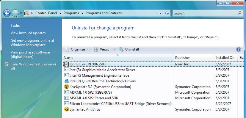 The Uninstall or Change a program menu appears. t Windows needs your permission to continue dialog box appears. [Continue]. y Confirm Uninstall dialog box appears as below.