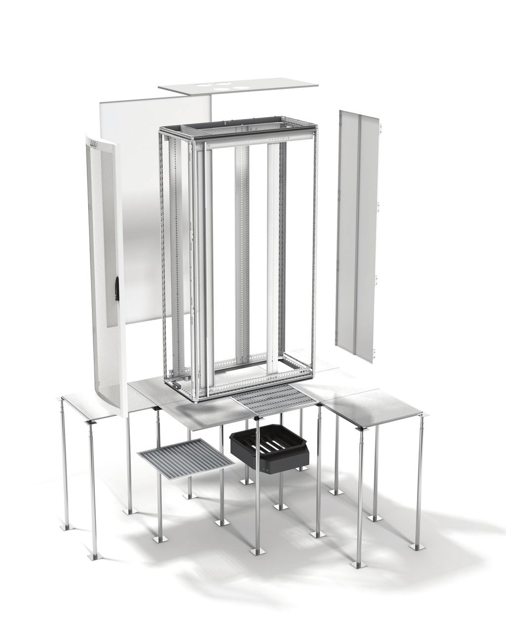Intelligent Cabinet Design Flexible Design for High Performance Solid steel side panels for individual racks and ends of rows Top of rack features four punchouts to accommodate 4 round standard air