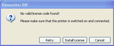 Getting Started 2.2. Licensing The Kimosetter RIP is protected by a soft license. Soft license is a code string that depends on the printer s serial number.
