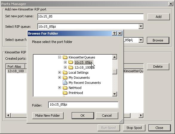 Functions Ports Manager Using the Ports manager you can define the ports representing the RIP s queues to create virtual printers on your machine.