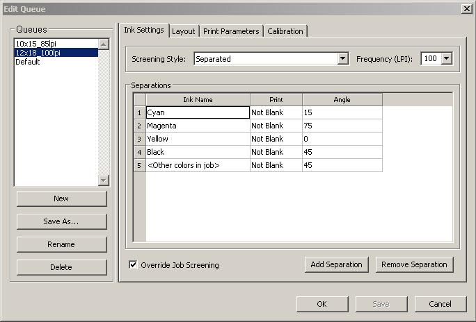 Functions Queue Parameters The Queues dialog is called from the menu /Queue/Queues manager. It allows you to set the parameters in the four tabs, as described below.