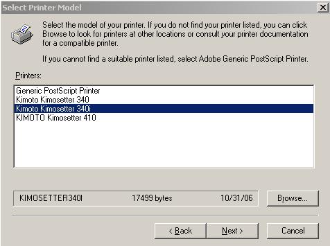 Appendix 3. Preparing to Print from an Application Resulting dialog shows found PPD files and your selection. Click Next to continue.