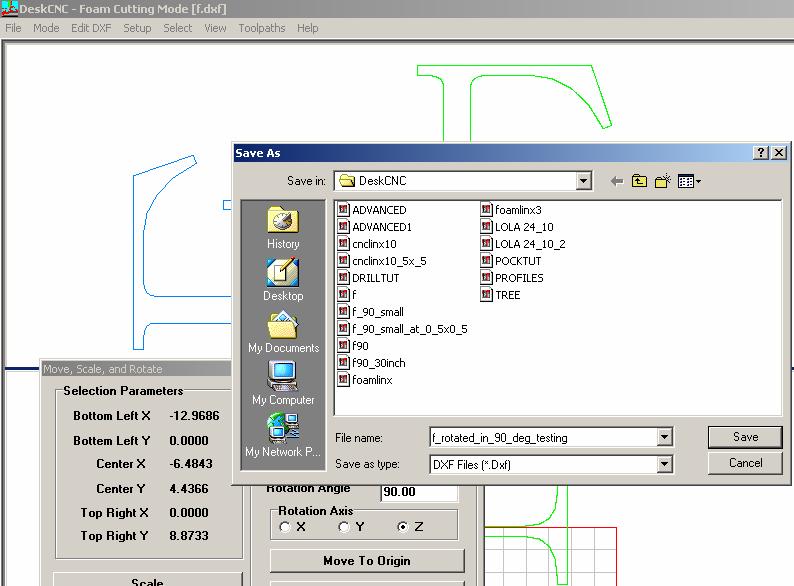 Enter the new name and click on the save button At this stage you should have a new DXF file with