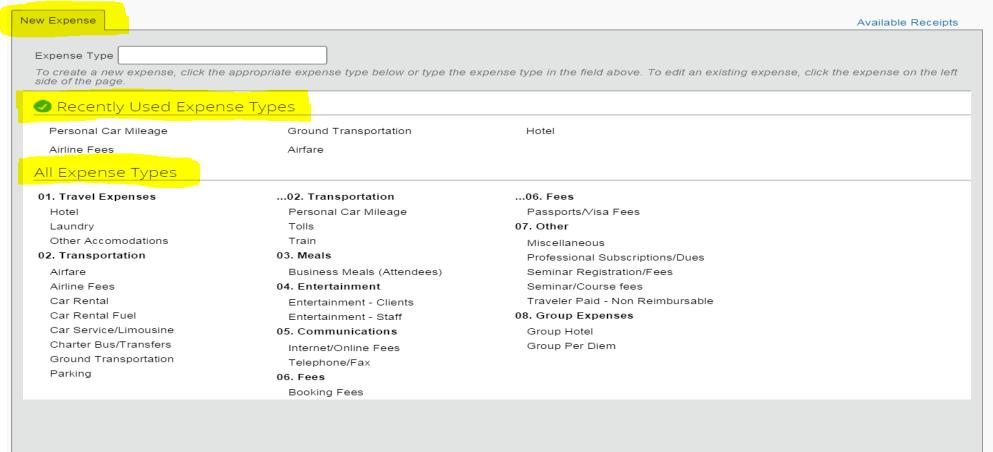 in the Expense module. 9. Now you can select any additional expense to add to the reimbursement report.