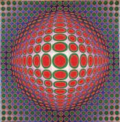 19. Art Op art is a style of art that uses optical effects to create an impression of movement in a painting or sculpture. The painting at right, Vega-Tek, by Victor Vasarely, is an example of op art.