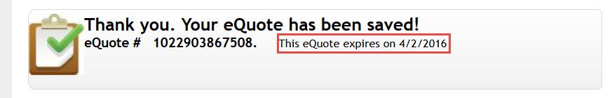Now your equote is ready to use another time. When you save the equote you will receive the following message.