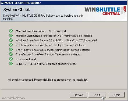 4. Installing CENTRAL 1. Double-click Setup.exe. 2. The Winshuttle CENTRAL Solution wizard appears. Figure 4.1: Winshuttle CENTRAL setup wizard 3.