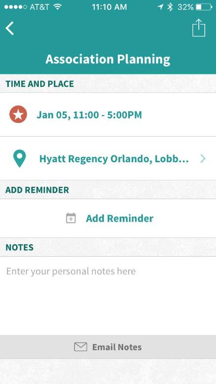 Adding a Meeting to Your Phone s Calendar When you are looking at the details of a meeting you can also choose to Add Reminder.