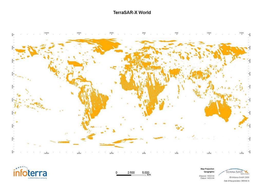 TerraSAR-X data takes to date 2