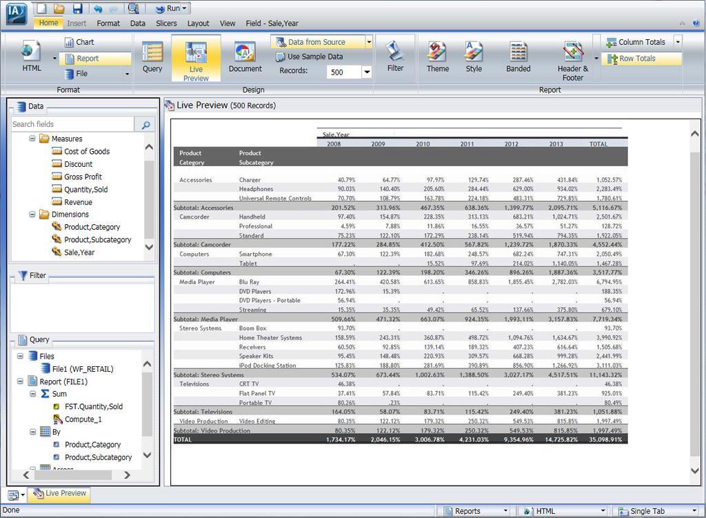 Creating HOLD Files The final report displays, as shown in the following image.
