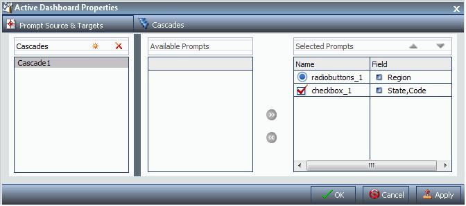 Creating Active Technologies Components With InfoAssist 6. Click the Add to List arrow to move the selected prompt to the Selected Prompts list box, as shown in the following image.