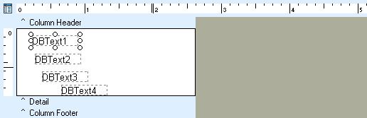 Notice how the detail band prints in a columnar pattern and is positioned just like the labels on the sheet. DBText 4 Left 0.08 Top 0.