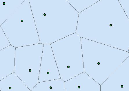 polygons associated with them. The result is a Thiessen polygon feature class.