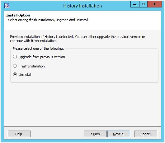 Section 6 Uninstallation Uninstalling History Embedded Data Collector 3.