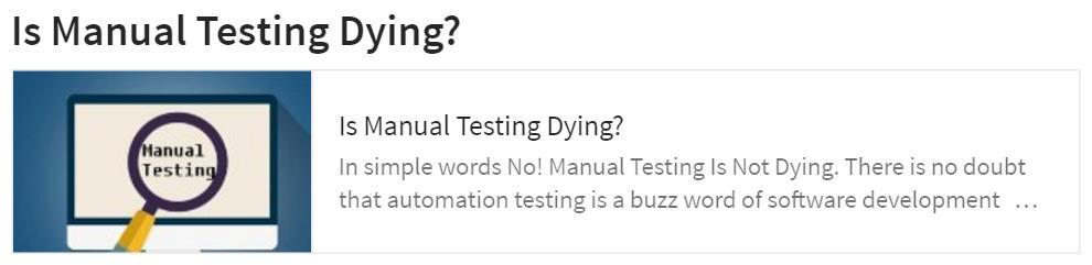 Is Manual Testing Dying?, Zeshan Ahmad, 30.05.2016, https://www.linkedin.