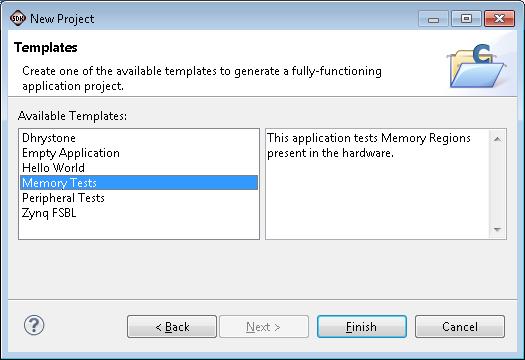 4-1-3. Select Memory Tests from the Available Templates window, and click Finish.