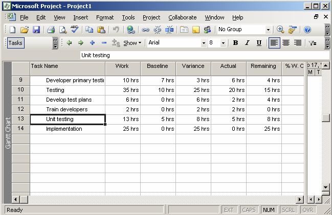 Figure 11.17: Updating the Status of Tasks Note: You can also update the percentage of work completed by specifying the value in the Percent complete spin box.